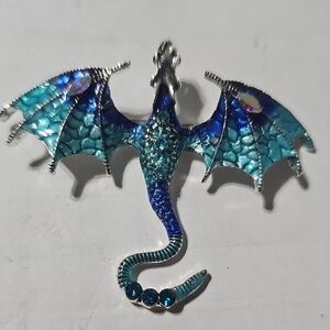 Blue and Silver Dragon Brooch